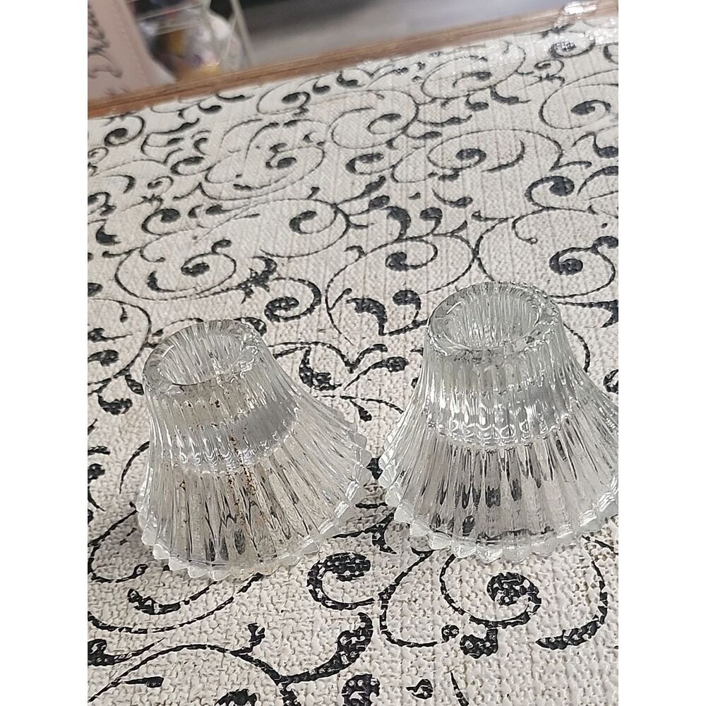 Clear Glass Ribbed Candle Holder Set - Home Accents